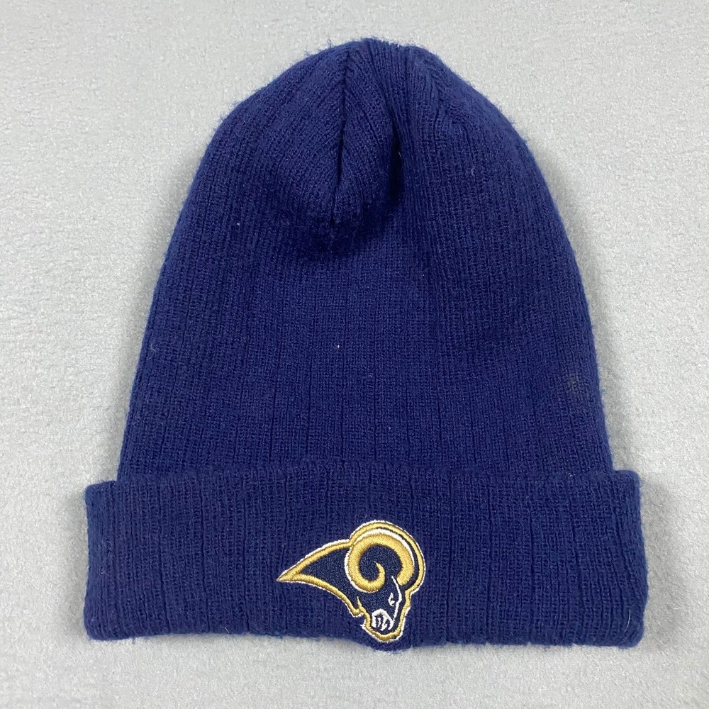 Reebok St‎ Louis Rams NFL Beanie Hat Mens Navy Blue Knit On Field One Size